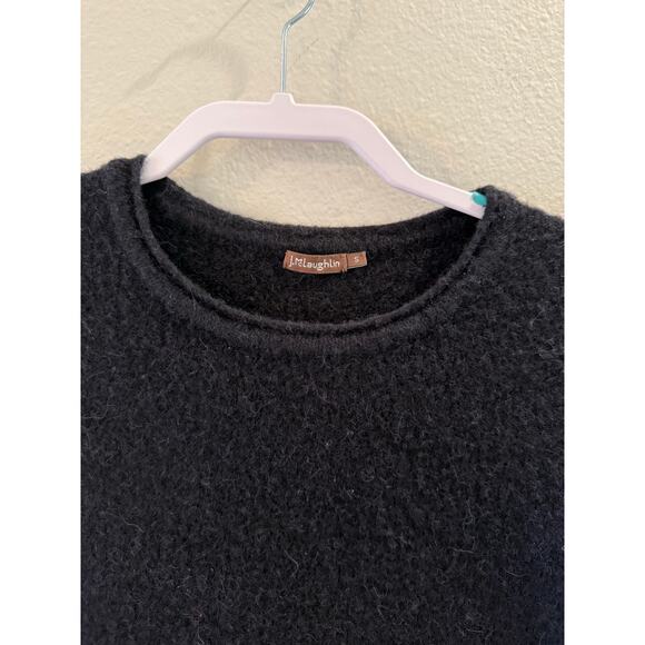 J McLaughlin Black Merino Wool Baby Alpaca Pullover Ribbon Tie Sweater Sz S - Picture 3 of 7